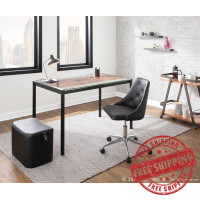 Lumisource OT-MAY BK May Contemporary Ottoman in Black Faux Leather